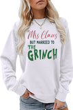 Lutaotie Glitter Mrs Claus Printed Cotton Sweatshirt