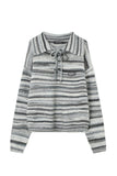 Lutaotie Gradient Striped Tie-Front Sweater