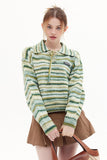 Lutaotie Gradient Striped Tie-Front Sweater