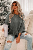 Lutaotie Grey Distressed Loose Pullover Sweater