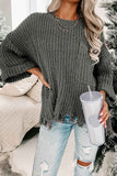 Lutaotie Grey Distressed Loose Pullover Sweater