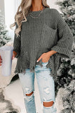 Lutaotie Grey Distressed Loose Pullover Sweater