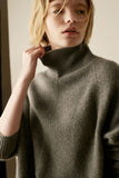 Lutaotie Turtleneck Side Split Wool Sweater