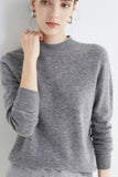 Lutaotie Mock Neck Solid Color Wool Sweater