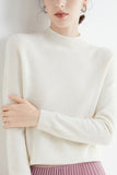 Lutaotie Mock Neck Solid Color Wool Sweater