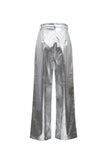 Lutaotie High Waist Reflective PU Leather Pants