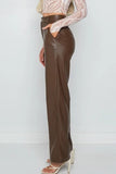 Lutaotie High Waist Wide Leg Leather Pants