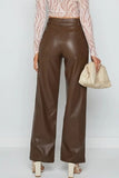 Lutaotie High Waist Wide Leg Leather Pants