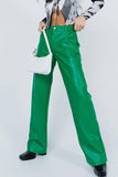 Lutaotie High Waist Wide Leg Leather Pants