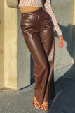 Lutaotie High Waist Wide Leg Leather Pants