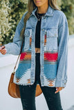 Lutaotie Irregular Colorblock Patchwork Denim Jacket