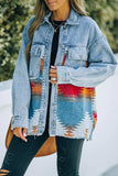 Lutaotie Irregular Colorblock Patchwork Denim Jacket