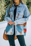 Lutaotie Irregular Colorblock Patchwork Denim Jacket