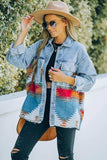 Lutaotie Irregular Colorblock Patchwork Denim Jacket