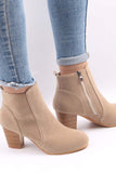 Lutaotie Frosted Round Toe Chunky Heel Ankle Boots