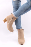 Lutaotie Frosted Round Toe Chunky Heel Ankle Boots