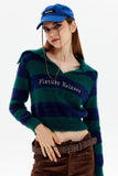 Lutaotie Lapel Striped Patchwork Knitted Sweater