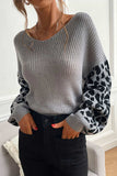 Lutaotie Leopard Print Patchwork Pullover Sweater