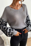 Lutaotie Leopard Print Patchwork Pullover Sweater