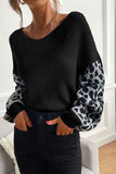 Lutaotie Leopard Print Patchwork Pullover Sweater