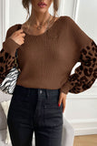 Lutaotie Leopard Print Patchwork Pullover Sweater