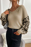 Lutaotie Leopard Print Patchwork Pullover Sweater