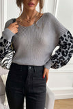 Lutaotie Leopard Print Patchwork Pullover Sweater