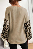 Lutaotie Leopard Print Patchwork Pullover Sweater