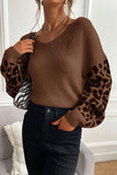 Lutaotie Leopard Print Patchwork Pullover Sweater