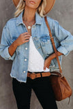 Lutaotie Light Blue Distressed Washed Denim Jacket