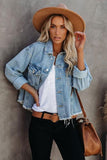 Lutaotie Light Blue Distressed Washed Denim Jacket