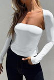 Lutaotie Long Sleeve Cardigan Strapless Separate Two-piece Tops