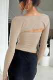 Lutaotie Long Sleeve Cardigan Strapless Separate Two-piece Tops