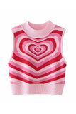 Lutaotie Contrast Color Heart Printed Knitted Tank