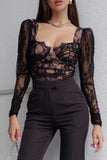 Lutaotie Mesh Lace Square Neck Tops