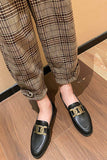 Lutaotie Metal Knot Leather Loafers