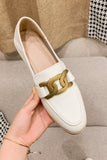 Lutaotie Metal Knot Leather Loafers