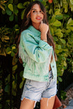 Lutaotie Mint green Chain Tassel Denim Jacket