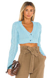 lutaotie Tyler Button Front Chenille Crop Cardigan - Aqua