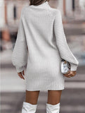 lutaotie Snow Peak Cable Knit Sweater Dress - Cream