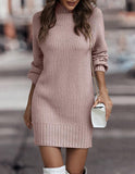 lutaotie Snow Peak Cable Knit Sweater Dress - Cream