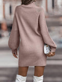 lutaotie Snow Peak Cable Knit Sweater Dress - Cream