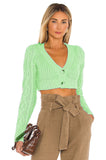 lutaotie Tyler Button Front Chenille Crop Cardigan - Aqua