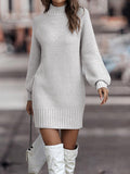 lutaotie Snow Peak Cable Knit Sweater Dress - Cream