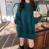 lutaotie So In Love Knit Sweater Dress - Hunter Green