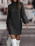 lutaotie Snow Peak Cable Knit Sweater Dress - Cream