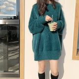 lutaotie So In Love Knit Sweater Dress - Hunter Green