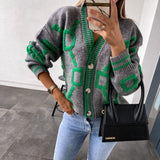 lutaotie Tennessee Plaid Button Front Crop Cardigan - Green