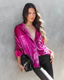 lutaotie Zamora Pocketed Velvet Button Down Top - Fuchsia