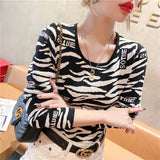 lutaotie Tiff Mock Neck Knit Tiger Sweater